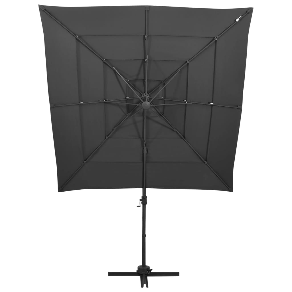 Vidaxl parasol 4 couches avec poteau en aluminium 250x250 cm de couleur anthracite