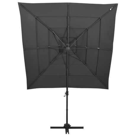 Vidaxl parasol 4 couches avec poteau en aluminium 250x250 cm de couleur anthracite