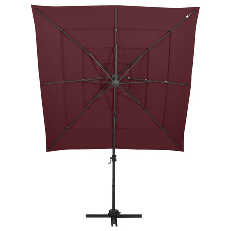 Vidaxl parasol 4 couches avec poteau en aluminium 250x250 cm rouge borgogne