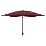 Vidaxl parasol 4 couches avec poteau en aluminium 250x250 cm rouge borgogne