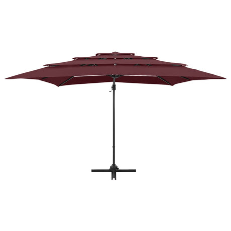 Vidaxl parasol 4 couches avec poteau en aluminium 250x250 cm rouge borgogne