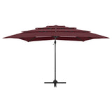 Vidaxl parasol 4-laags met aluminium paal 250x250 cm bordeauxrood