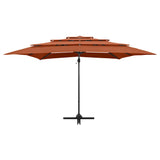 Vidaxl parasol 4 couches avec poteau en aluminium 250x250 cm en terre cuite