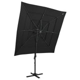 Vidaxl parasol 4 couches avec poteau en aluminium 250x250 cm noir