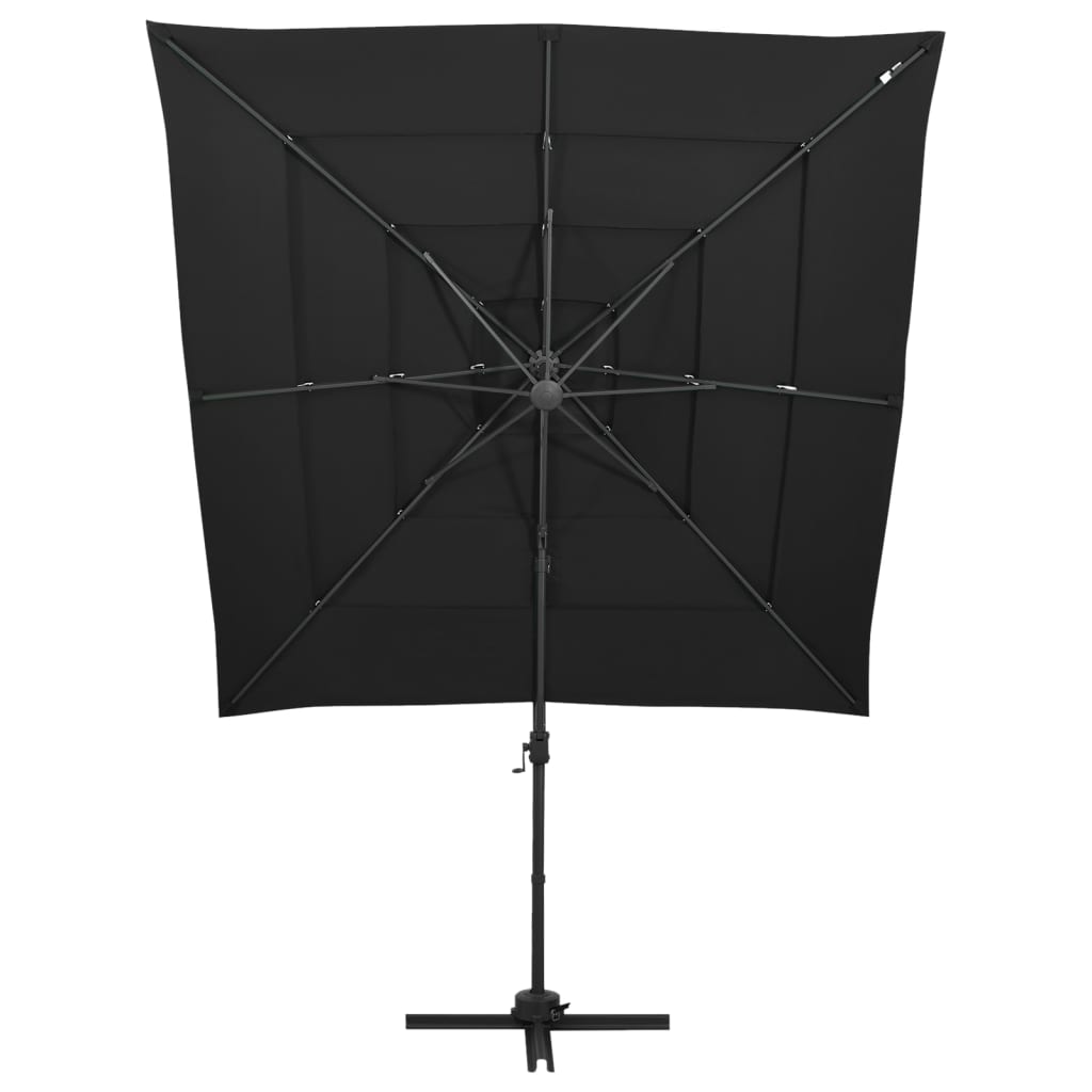 Vidaxl Parasol 4 capas con poste de aluminio 250x250 cm negro