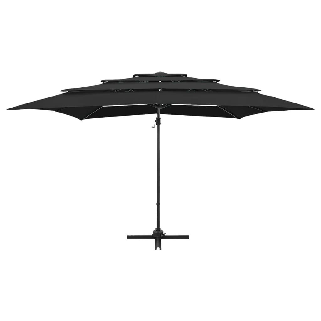 Vidaxl Parasol 4 capas con poste de aluminio 250x250 cm negro