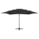 Vidaxl parasol 4 couches avec poteau en aluminium 250x250 cm noir