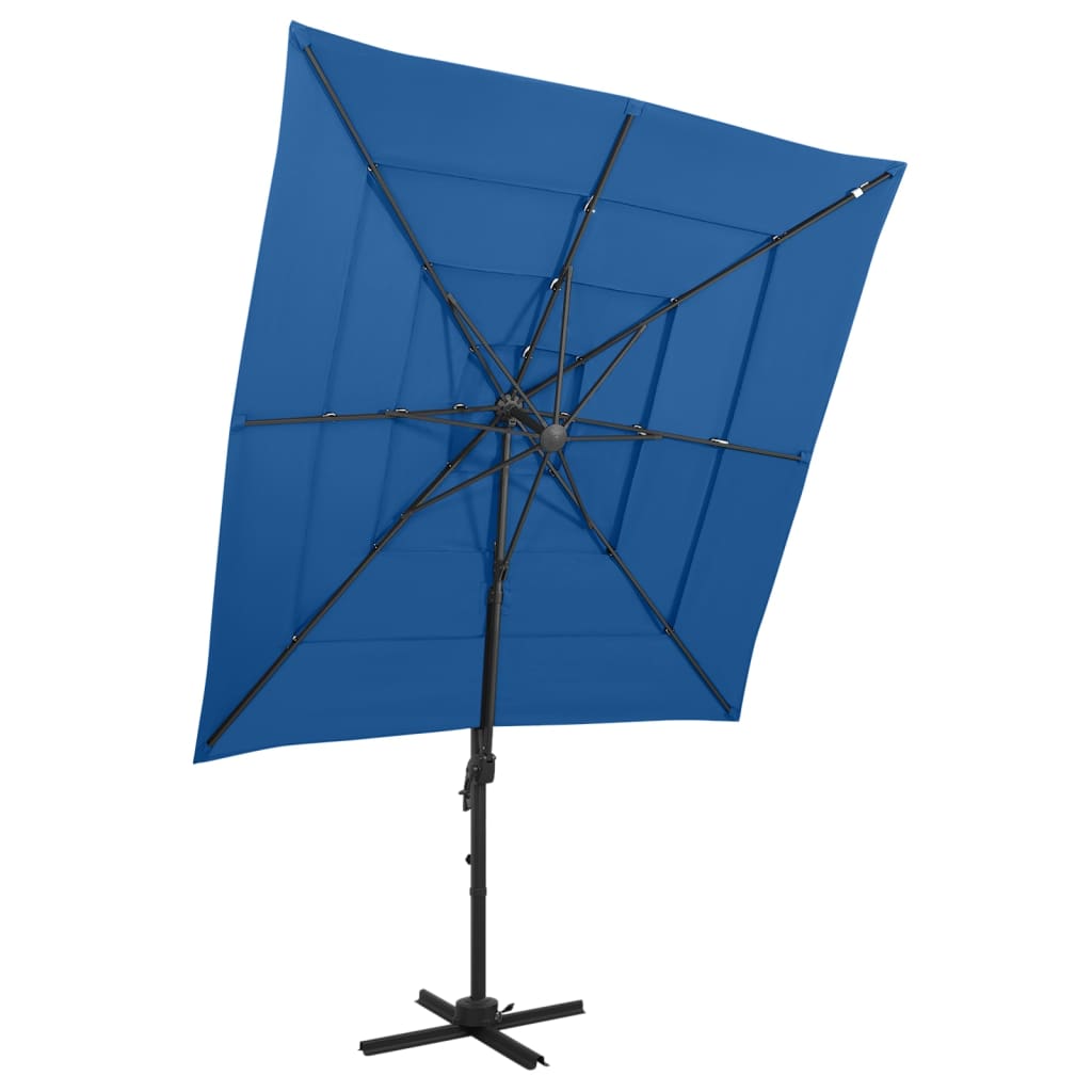 Vidaxl Parasol a 4 strati con polo in alluminio 250x250 cm blu azure