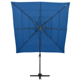 Vidaxl parasol 4 couches avec poteau en aluminium 250x250 cm bleu azure