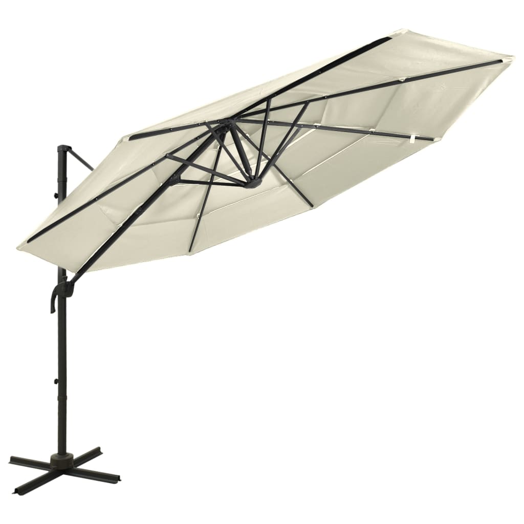 Vidaxl Parasol a 4 strati con polo in alluminio 3x3 m color sabbia