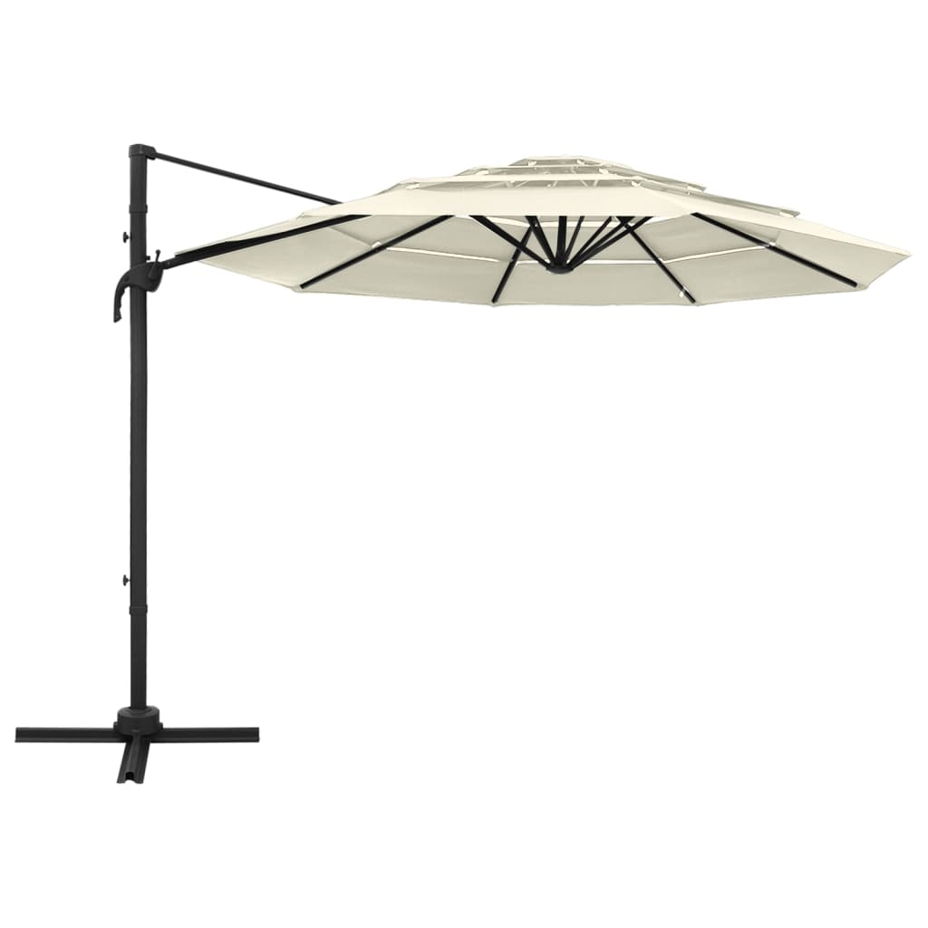 Vidaxl Parasol a 4 strati con polo in alluminio 3x3 m color sabbia