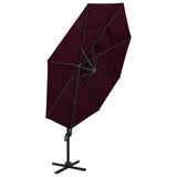 Vidaxl parasol 4-laags met aluminium paal 3x3 m bordeauxrood