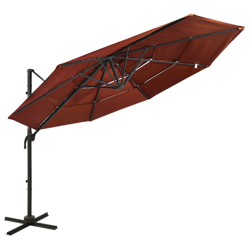 Vidaxl Parasol 4-Layer mit Aluminiumpol 3x3 m Terrakotta hell