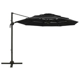 Vidaxl parasol 4 couches avec poteau en aluminium 3x3 m noir