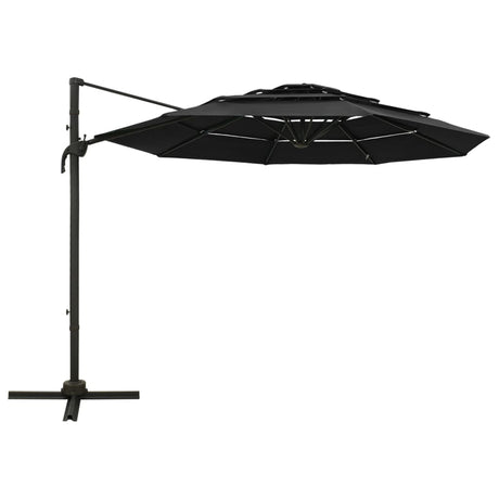 Vidaxl parasol 4 couches avec poteau en aluminium 3x3 m noir