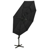 Vidaxl parasol 4 couches avec poteau en aluminium 3x3 m noir