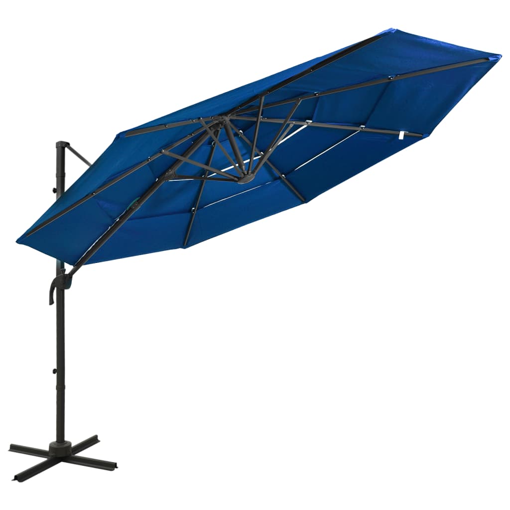 Vidaxl parasol 4-laags met aluminium paal 3x3 m azuurblauw