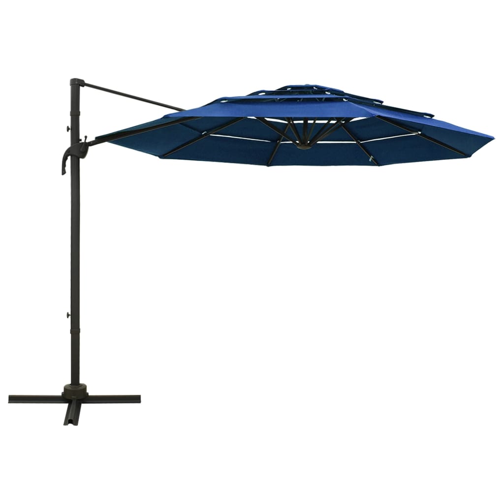 Vidaxl parasol 4-laags met aluminium paal 3x3 m azuurblauw