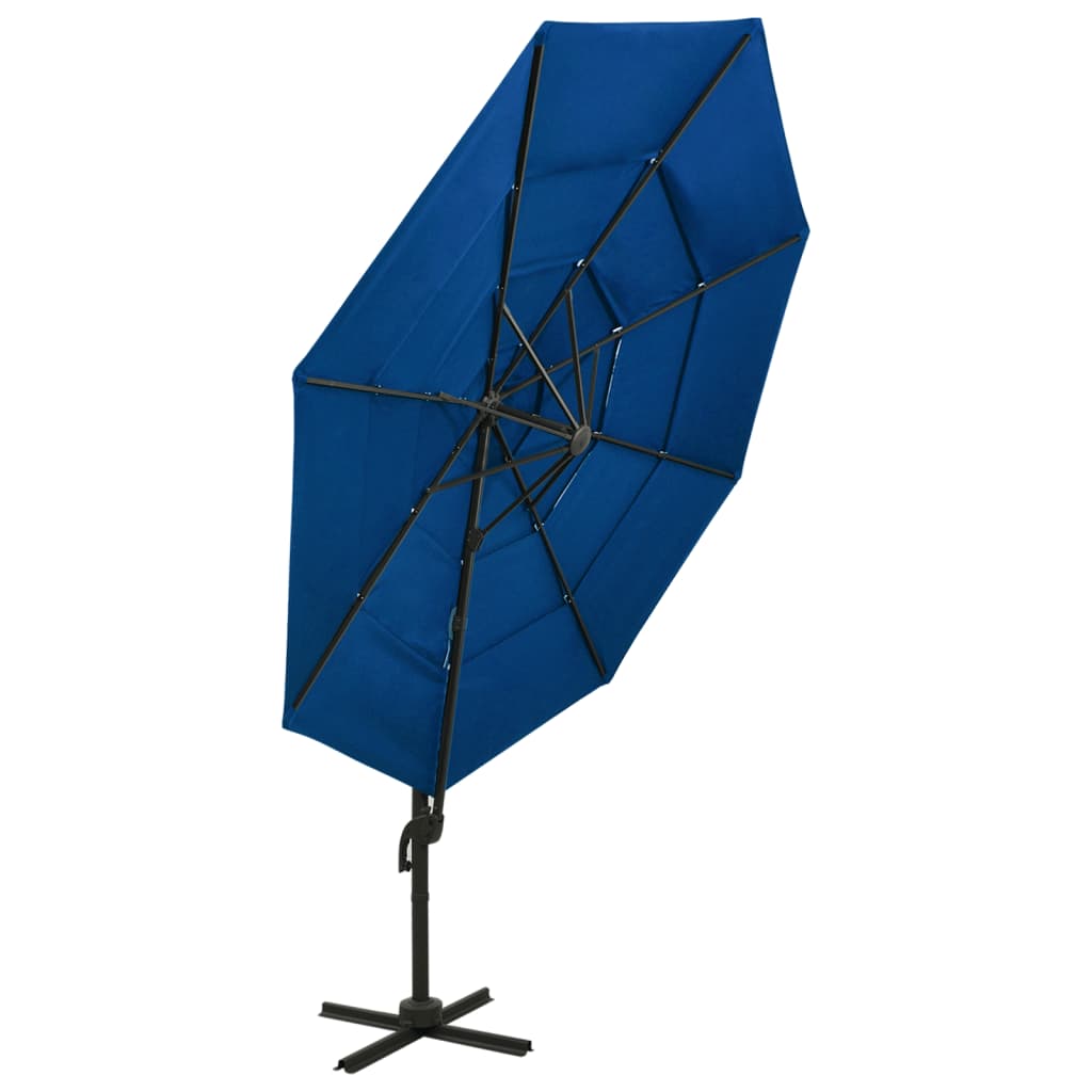 Vidaxl parasol 4-laags met aluminium paal 3x3 m azuurblauw