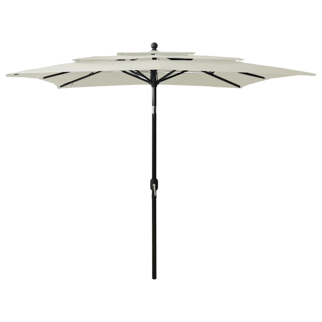 Vidaxl parasol 3 couches avec poteau en aluminium 2,5x2,5 m de sable