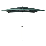 Vidaxl parasol 3 couches avec poteau en aluminium 2,5x2,5 m vert