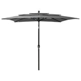 Vidaxl parasol 3 couches avec poteau en aluminium 2,5x2,5 m de couleur anthracite