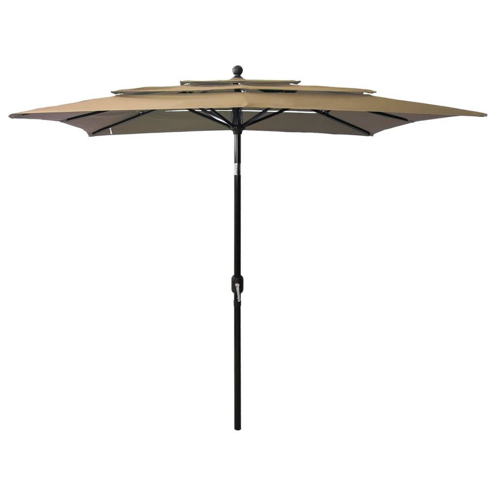 Vidaxl Parasol 3-lags med aluminiumstang 2,5x2,5 m taupe