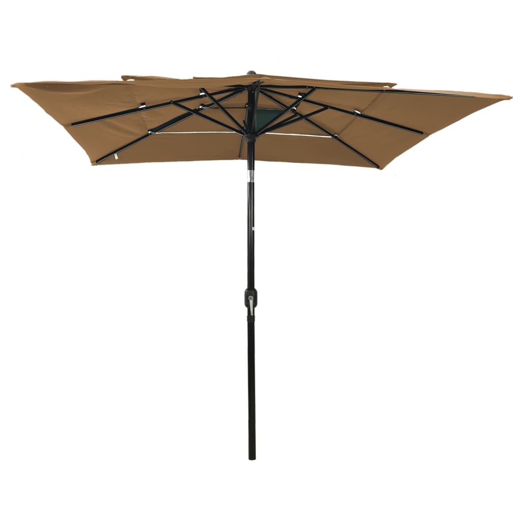 Vidaxl parasol 3 couches avec poteau en aluminium 2,5x2,5 m taupe