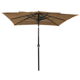 Vidaxl parasol 3 couches avec poteau en aluminium 2,5x2,5 m taupe
