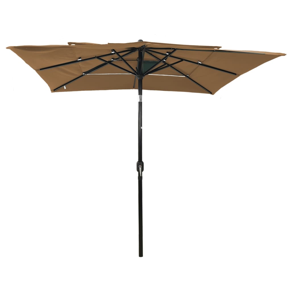 Vidaxl Parasol 3-lags med aluminiumstang 2,5x2,5 m taupe