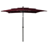 Vidaxl parasol 3 couches avec poteau en aluminium 2,5x2,5 m bordeaux rouge