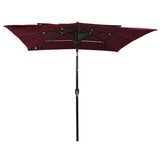 Vidaxl parasol 3 couches avec poteau en aluminium 2,5x2,5 m bordeaux rouge