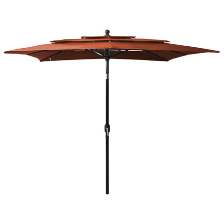 Vidaxl parasol 3 couches avec poteau en aluminium 2,5x2,5 m en terre cuite brillante