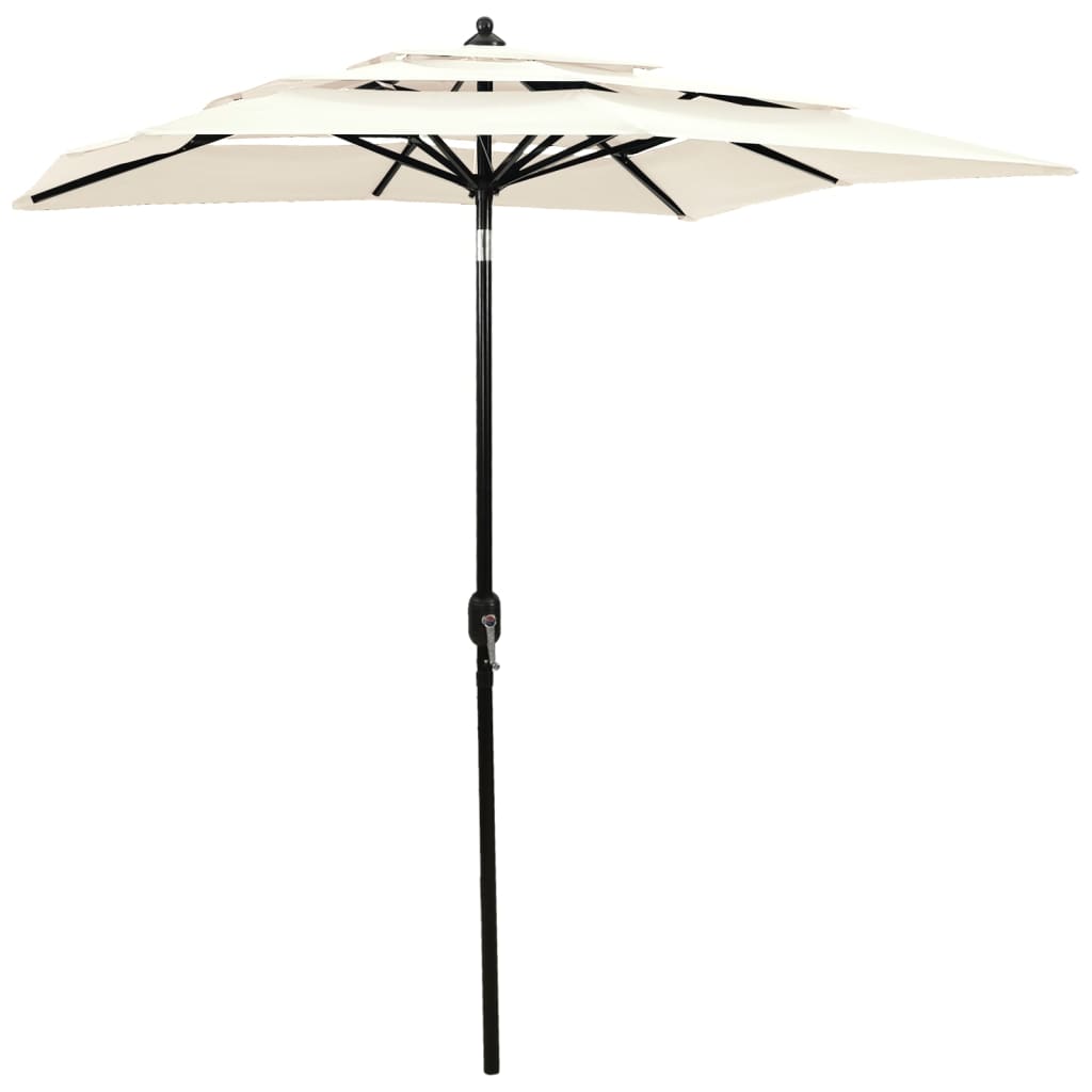 Vidaxl Parasol a 3 strati con polo in alluminio 2x2 m color sabbia