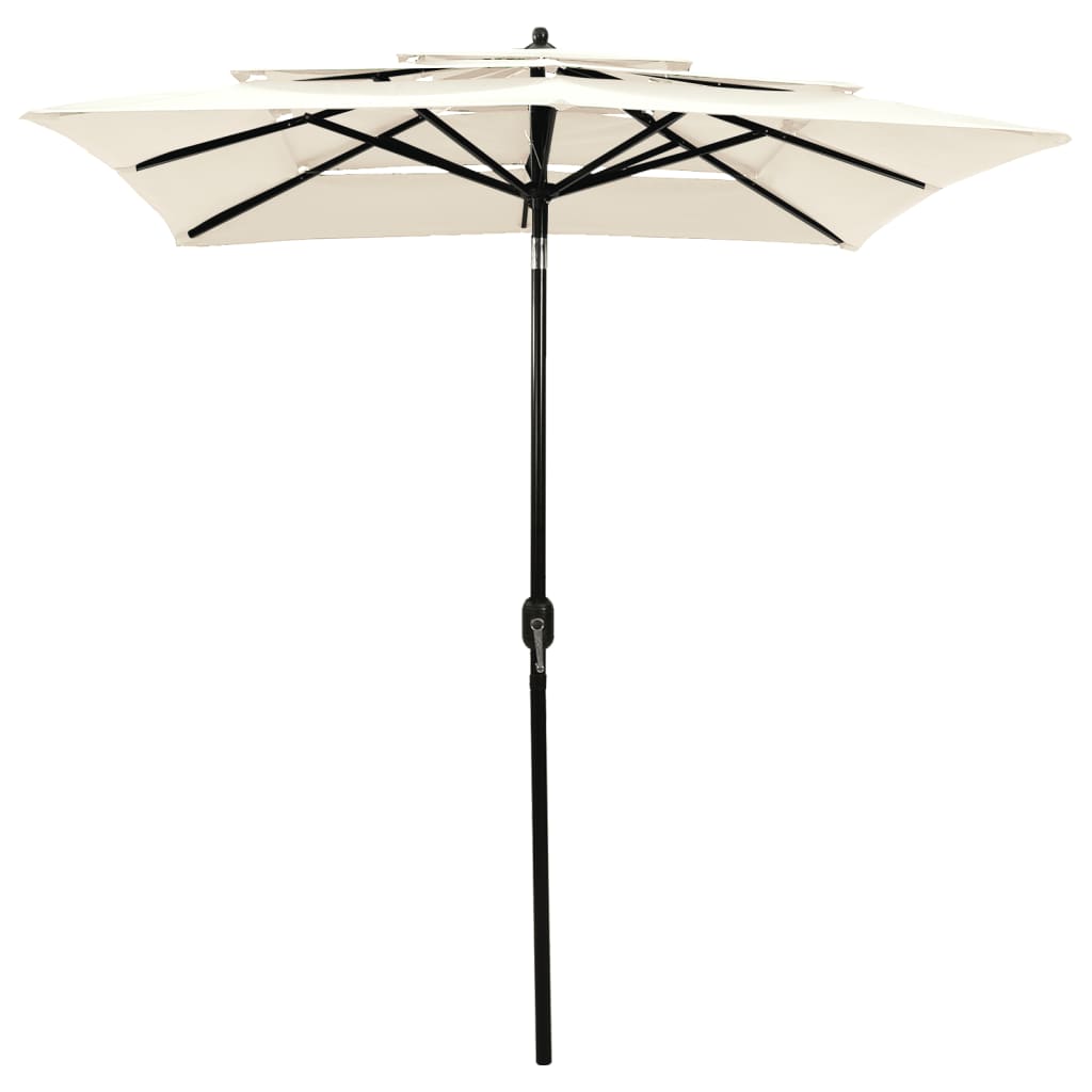 Vidaxl Parasol a 3 strati con polo in alluminio 2x2 m color sabbia