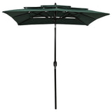 Vidaxl parasol 3 couches avec poteau en aluminium 2x2 m vert