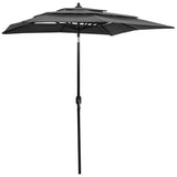 Vidaxl parasol 3 couches avec poteau en aluminium 2x2 m de couleur anthracite
