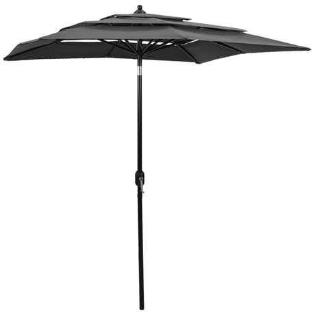 Vidaxl parasol 3 couches avec poteau en aluminium 2x2 m de couleur anthracite
