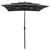 Vidaxl parasol 3 couches avec poteau en aluminium 2x2 m de couleur anthracite