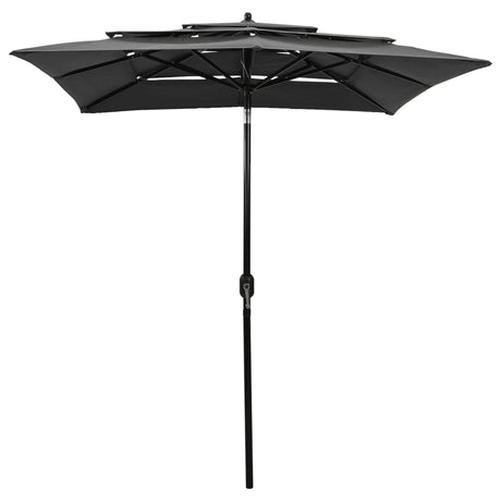 Vidaxl parasol 3 couches avec poteau en aluminium 2x2 m de couleur anthracite
