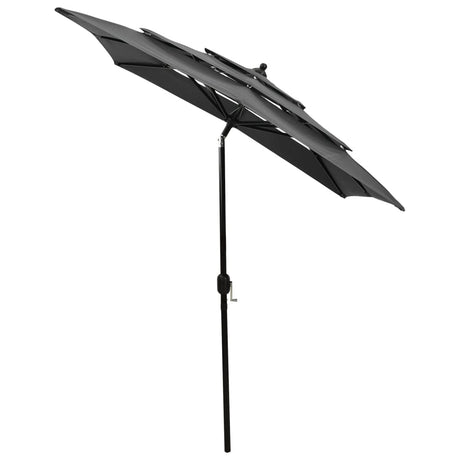 Vidaxl parasol 3 couches avec poteau en aluminium 2x2 m de couleur anthracite