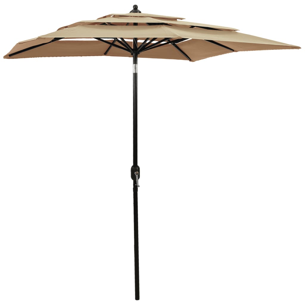 Vidaxl parasol 3 couches avec poteau en aluminium 2x2 m taupe