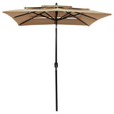 Vidaxl parasol 3 couches avec poteau en aluminium 2x2 m taupe