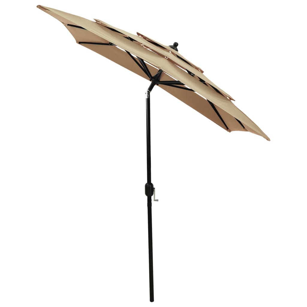 Vidaxl parasol 3 couches avec poteau en aluminium 2x2 m taupe