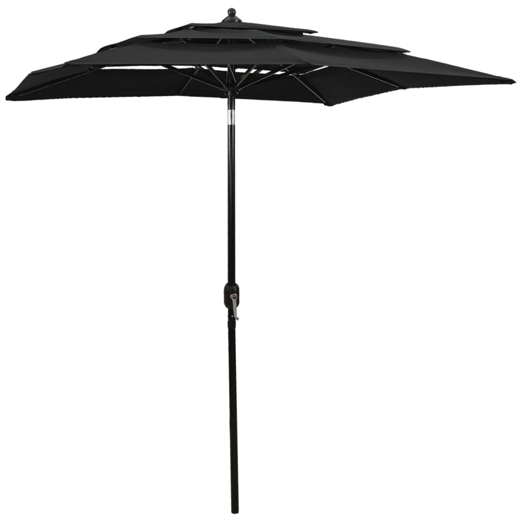 Vidaxl Parasol 3-Schicht mit Aluminiumpol 2x2 M schwarz