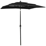 Vidaxl parasol 3 couches avec poteau en aluminium 2x2 m noir
