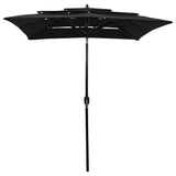 Vidaxl parasol 3 couches avec poteau en aluminium 2x2 m noir