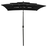 Vidaxl Parasol 3-Schicht mit Aluminiumpol 2x2 M schwarz