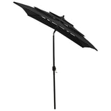 Vidaxl Parasol 3-Schicht mit Aluminiumpol 2x2 M schwarz