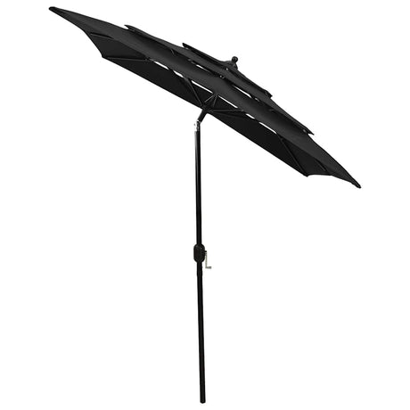 Vidaxl parasol 3 couches avec poteau en aluminium 2x2 m noir